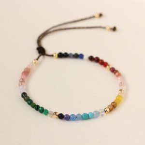 Natural 4mm Assorted Gemstone Crystal Beaded Braided Bracelet 12 Zodiac Signs